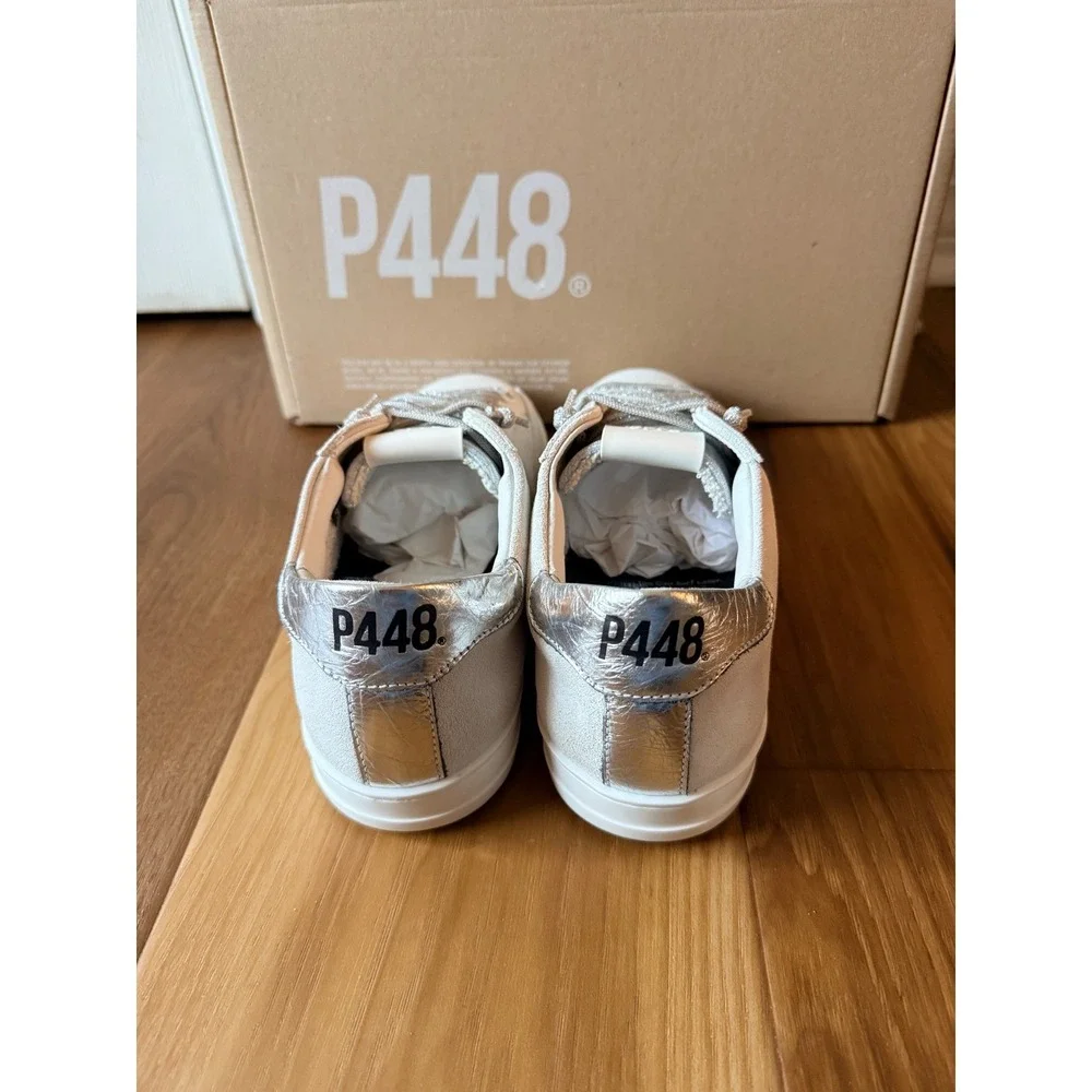 P448 John Off-White Silver Suede Low Top Sneakers Made in Italy 39‎ / 9